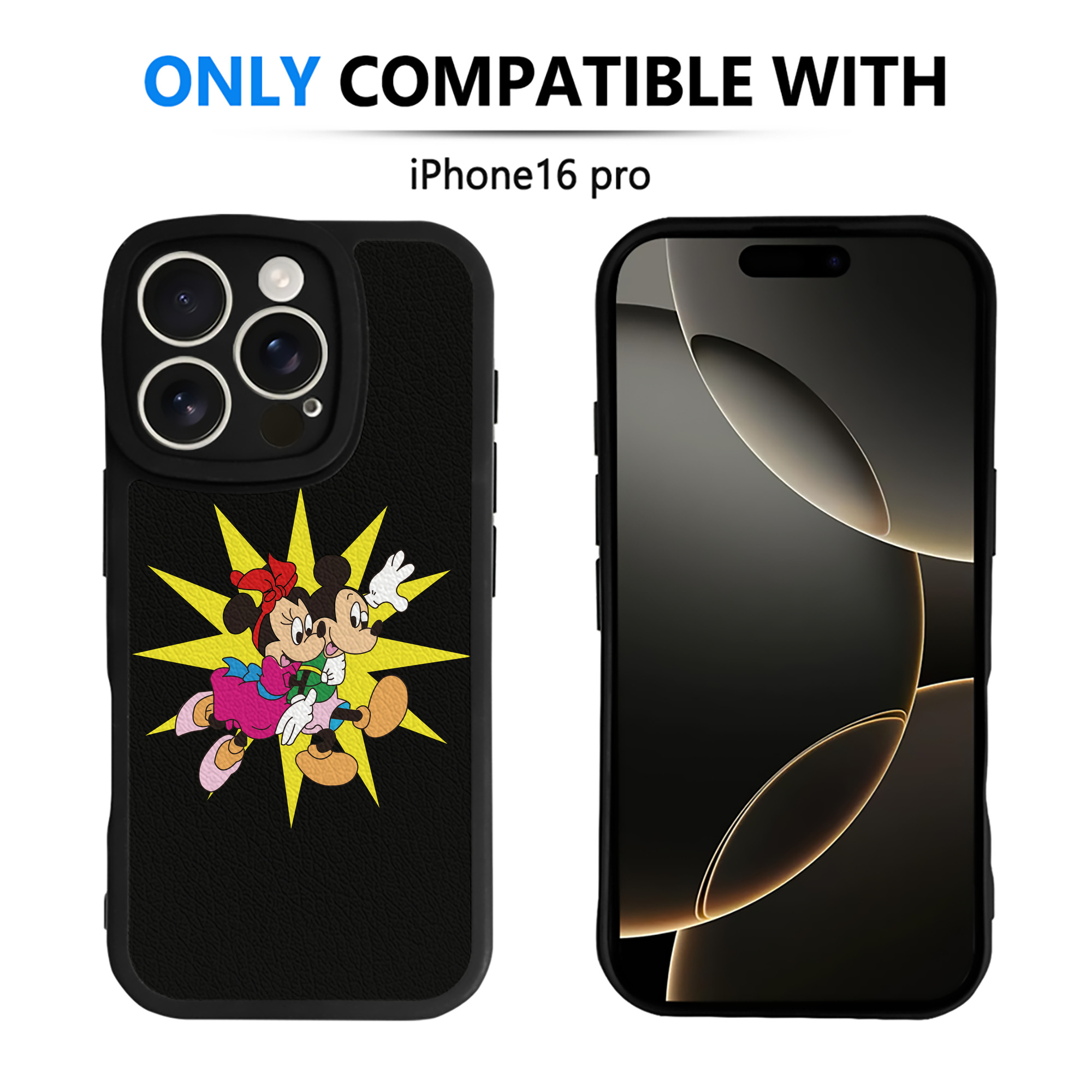 （画像用） ミッキーマウス Mickey Mouse 【iPhone 16シリーズ対応】シリコンスマホケース（レザー調） 材質：シリコン